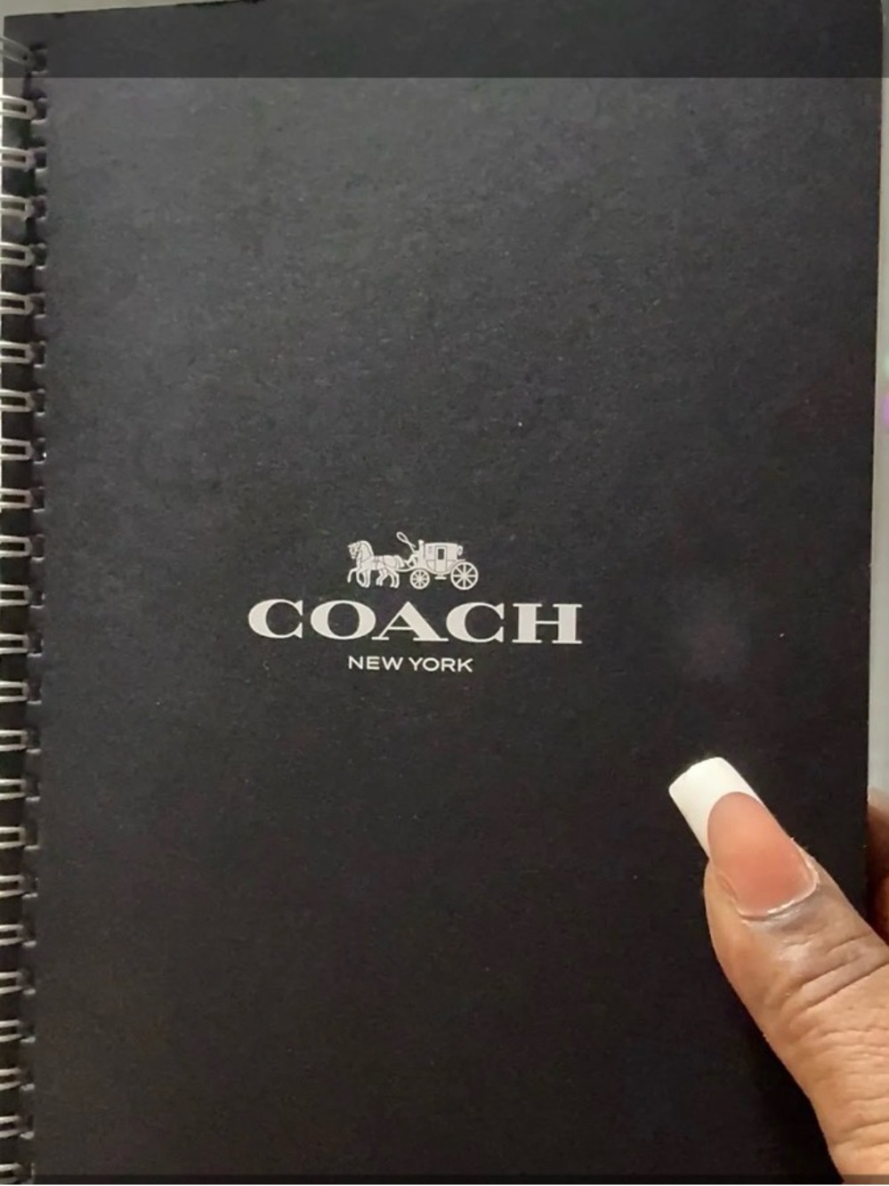 Coach Black Notebook with Silver Logo Spiral Pad